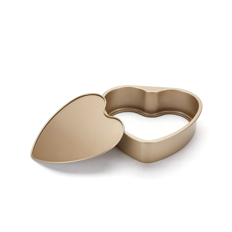 Golden Heart-Shaped Cake Mold With Removable Bottom