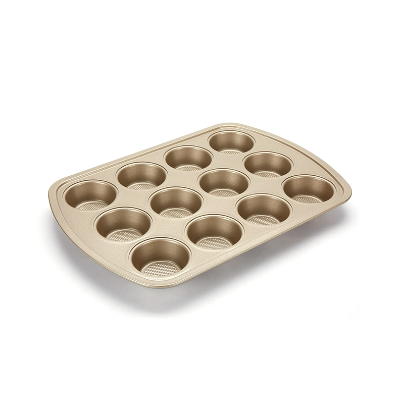 CH-6RB012L 12 Cup Gold Diamond Base Muffin Pan