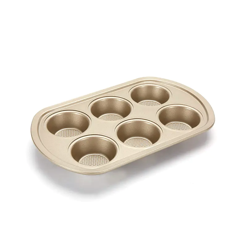 CH-GRB001L 6 Cup Gold Diamond Base Muffin Pan