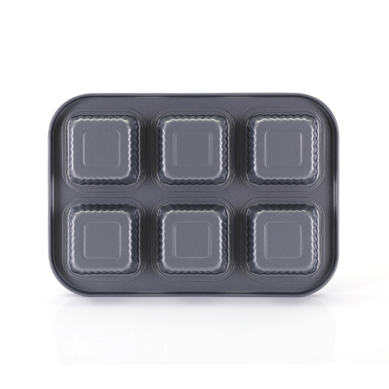 6 Cup Square Ripple Muffins Pan