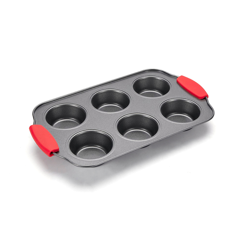 CH-4RGB003 6 Cup Muffin Pan with Silicone Handle
